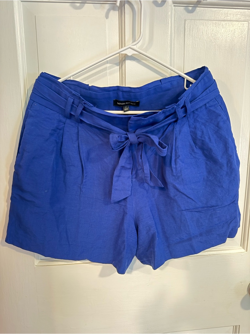 Banana Republic Women's High-Waist Tie-Front Shorts in Royal Blue